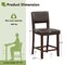 Costway Set of 2 Upholstered Linen Bar Stools 24.5'' Wooden Dining Chairs with Back Beige/Brown